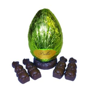 Bella Large Dark Chocolate Easter Egg on Nest with 4 Rabbits Inside
